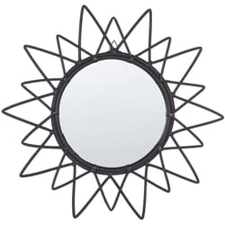 Specchio da parete rotondo moderno con cornice in rattan ø 60 cm nero Aroek