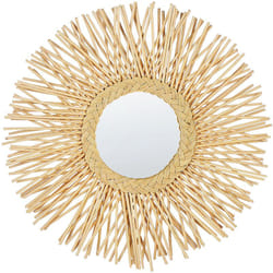 Specchio da parete rotondo moderno con cornice in rattan ø 60 cm chiaro Kalasin