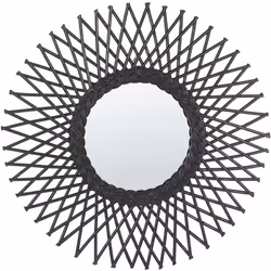 Moderno specchio a raggiera con cornice in rattan. Rendi unico il salotto, camera da letto o corridoio con questo splendido s ...