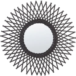 Beliani - Specchio da parete rotondo moderno con cornice in rattan ø 60 cm nero Tagolu