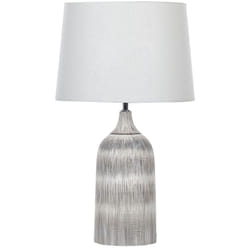 Lampada da tavolo in ceramica grigia paralume in tessuto 66 cm Georgina