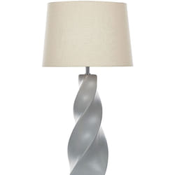 Beliani - Lampada da tavolo in ceramica grigia paralume in tessuto bianco 71 cm Comodino classico Belaya