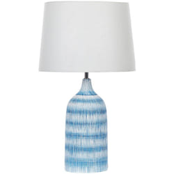 Lampada da tavolo in ceramica blu paralume in tessuto bianco 66 cm Georgina