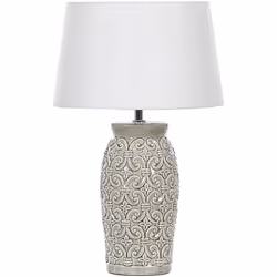 Preziosa abat-jour con base decorata. Questa versatile lampada da tavolo conferirà un carattere unico al soggiorno o alla cam ...