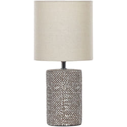 Beliani - Lampada da tavolo con base in ceramica marrone e paralume in tessuto glamour Ider