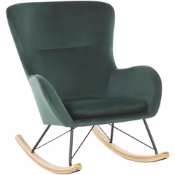 Sedia a dondolo moderna in velluto. Fusione perfetta tra comfort e stile, questa sedia a dondolo di ispirazione glam è la sce ...