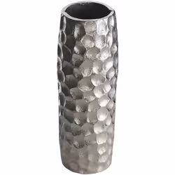 Vaso in metallo argentato. Crea un arredamento glam per la tua casa con questo vaso di fiori. Realizzato in durevole e resist ...