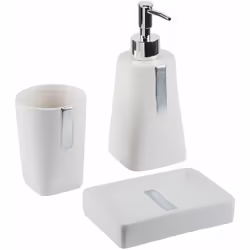 Accessori da bagno assortiti. Apri le porte all'eleganza dello stile glamour con questo set di 3 accessori da bagno. Composto ...