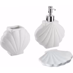 Accessori da bagno assortiti. Rendi ancora più accogliente il bagno con questo set di 3 accessori. Composto da un portasapone ...