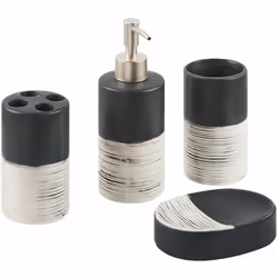 Accessori da bagno assortiti. Apri le porte all'eleganza dello stile glamour con questo set di 4 accessori da bagno. Composto ...