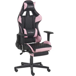 Beliani - Sedia da gaming con poggiapiedi ergonomico e braccioli regolabili nero e rosa Victory