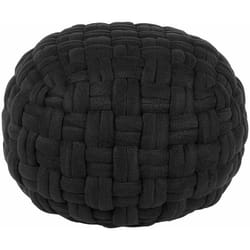 Beliani - Pouf Cotone nero Intrecciato a Mano Interno in eps 45 x 35 cm Hopa