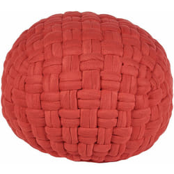 Beliani - Pouf Cotone rosso Intrecciato a Mano Interno in eps 45 x 35 cm Hopa