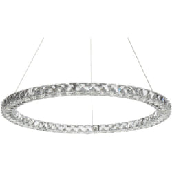 Lampadario rotondo cristallo e metallo argento con led integrati Magat