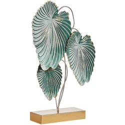 Beliani - Statuetta decorativa in metallo turchese e dorato 44 cm foglie su supporto statuetta soprammobile Sodium
