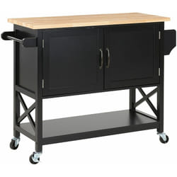 Carrello da Cucina Portavivande Nero e Legno Chiaro con Cassetti scandinavo Mele