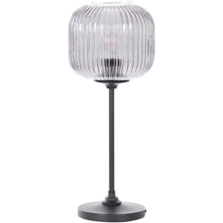 Beliani - Lampada da tavolo abat-jour base metallo grigio e nero e paralume in vetro con intagli Tosna