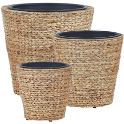Beliani - Set di 3 vasi per piante da interno e da esterno rotondi in giacinto d'acqua naturale Palaka