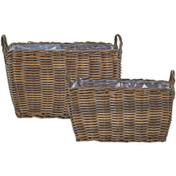 Beliani - Set di 2 ceste per piante da esterno Vasi per piante rivestite in rattan sintetico marrone Ormos