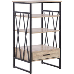 Consolle Mobile tv Legno chiaro e Metallo 3 Ripiani 1 Cassetto Home Office Mobili Stile Moderno Keene