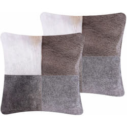 Beliani - Set cuscini patchwork in vera pelle 45 x 45 cm grigio Nellad