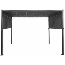 Gazebo in metallo e poliestere nero e grigio scuro led 310 cm pergola padiglione da giardino Parga