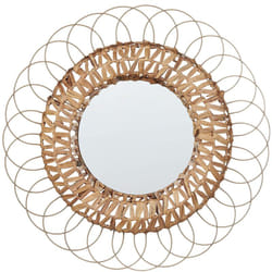 Beliani - Specchio da Parete Moderno Boho Naturale Decorativo Rotondo Giacinto d'Acqua ø 67 cm Pamol