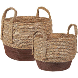 Beliani - Set 2 cesti per vasi da fiori in fibra marina naturale di colore beige e marrone Paladju