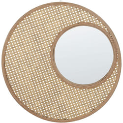 Beliani - Specchio da parete decorativo telaio in bambù e rattan sintetico ø 60 cm Palau