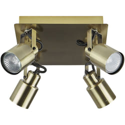 Plafoniera luce soffitto 4 fuochi faretti metallo ottone Bonte
