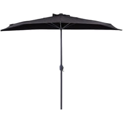Ombrellone semicircolare da giardino ombrellone 2,7 m poliestere metallo nero Galati