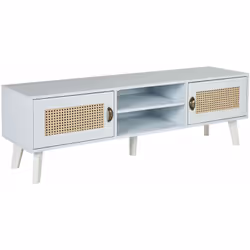 Mobile da tv con ante in rattan. Questo mobile da TV in stile retrò si abbina molto bene a qualsiasi interno. Possiede due ri ...