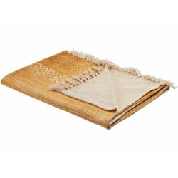 Beliani - Coperta copriletto cotone africano motivo astratto 130 x 180 cm giallo e beige Firozabad