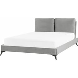 Beliani - Letto imbottito moderno in velluto grigio 140 x 200 cm Melle