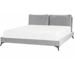 Beliani - Letto imbottito moderno in velluto grigio 180 x 200 cm Melle