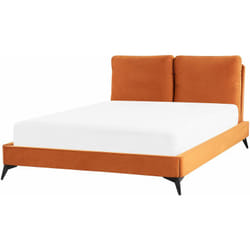Beliani - Letto imbottito moderno in velluto arancione 140 x 200 cm Melle