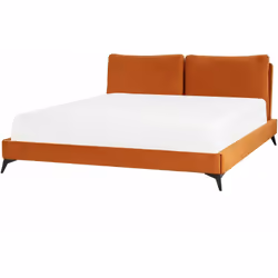 Elegante letto grande in velluto. Porta l'eleganza in camera da letto con questo letto con rete a doghe dal design classico. ...