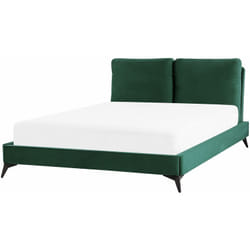 Beliani - Letto imbottito moderno in velluto verde 140 x 200 cm Melle