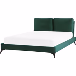 Elegante letto grande in velluto. Porta l'eleganza in camera da letto con questo letto con rete a doghe dal design classico. ...