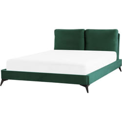 Beliani - Letto imbottito moderno in velluto verde 160 x 200 cm Melle