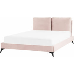 Beliani - Letto imbottito moderno in velluto rosa 140 x 200 cm Melle