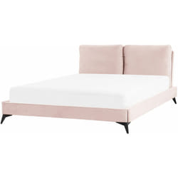Letto imbottito moderno in velluto rosa 160 x 200 cm Melle
