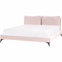 Elegante letto grande in velluto. Porta l'eleganza in camera da letto con questo letto con rete a doghe dal design classico.  ...