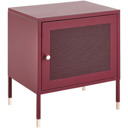 Comodino metallo rosso scuro 45 x 35 cm ante a rete camera da letto Ossett