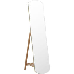 Beliani - Specchio da terra moderno con ripiano in legno chiaro 35 x 150 cm Cherbourg