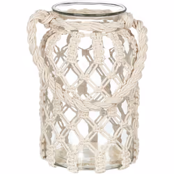 Lanterna decorativa boho con maniglia. Funzionale e decorativa, questa lanterna è la fusione perfetta tra spesso vetro e soff ...