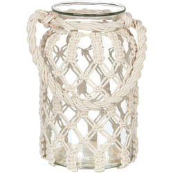 Beliani - Lanterna in vetro per candela stile boho macramè barattolo di vetro decorazione per interni 31x20cm