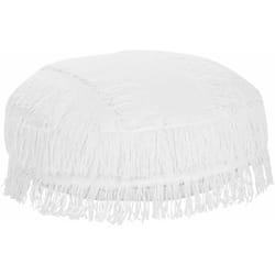 Pouf rotondo in cotone bianco dallo stile boho ⌀ 50 cm Oulad