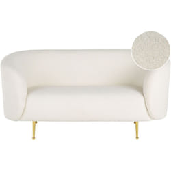 Divano 2 posti in poliestere bianco con gambe dorate stile glamour Loen
