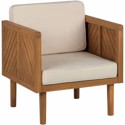 Sedia da esterno con cuscini. Resta all'aperto più a lungo e rilassati a pieno con questo set di poltrona e pouf da giardino. ...